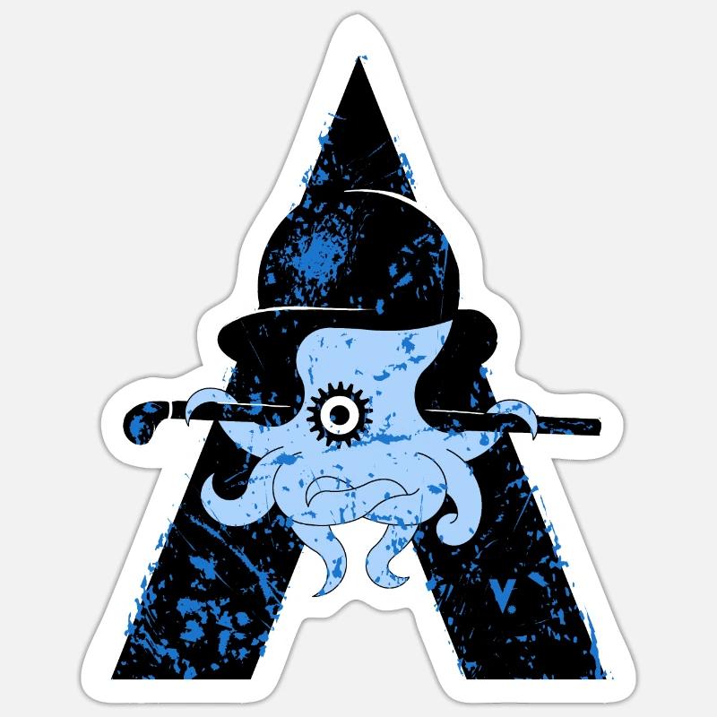 A Clockwork Octopus - Sticker taille S (10 x 10 cm) - blanc mat