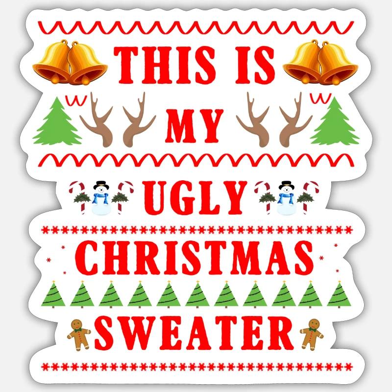 C'est mon pull de Noël laid Sticker taille S (10 x 10 cm)