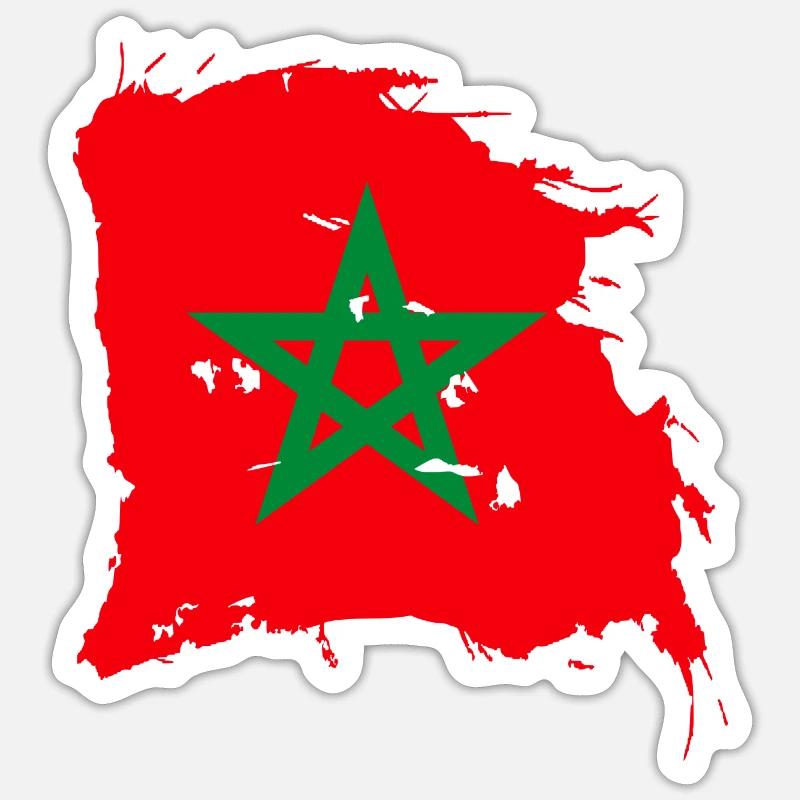 Drapeau Marocain - Sticker taille S (10 x 10 cm) - blanc mat
