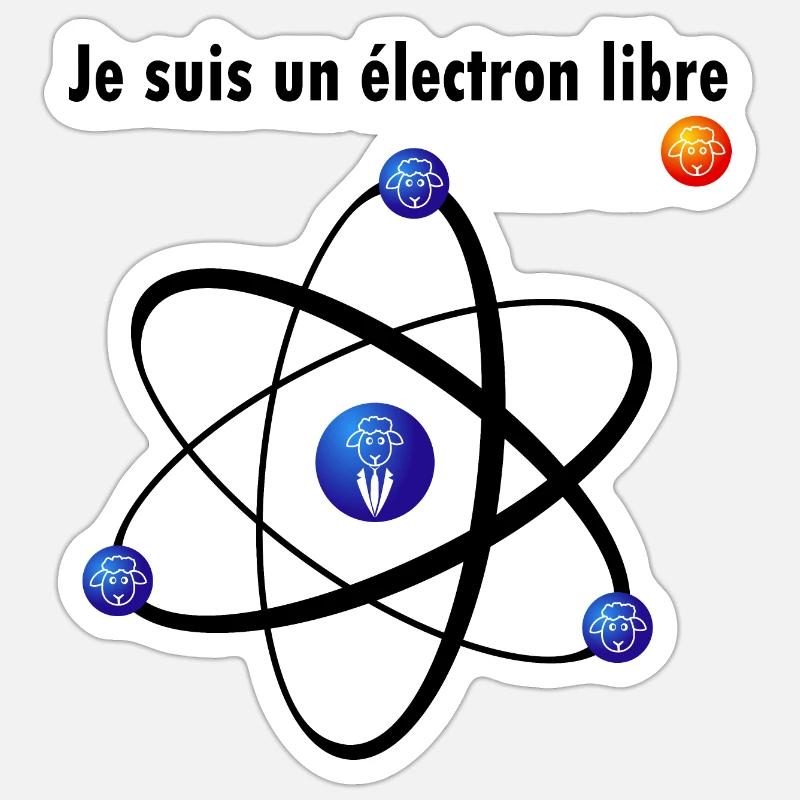 Je suis un électron libre mouton - Sticker taille S (10 x 10 cm) - blanc mat