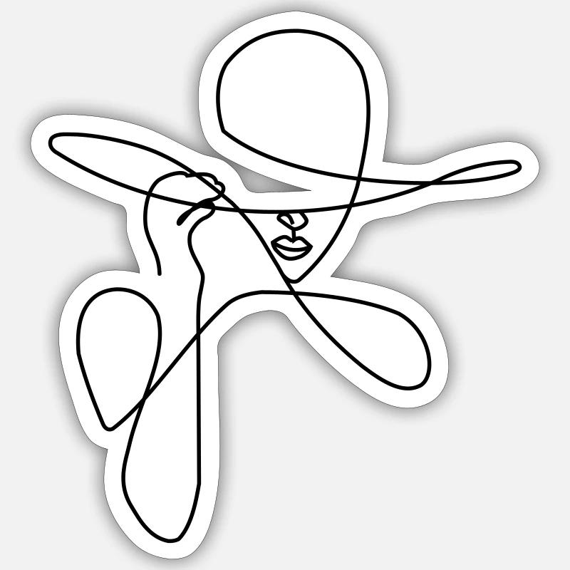 Dame d'une ligne Sticker taille S (10 x 10 cm)