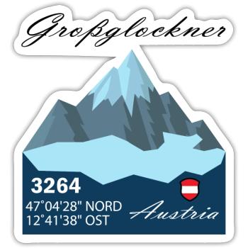 Großglockner austria Skifahren Geschenk Urlaub - Sticker Größe S (10 x 10 cm) - Mattweiß - Vorne