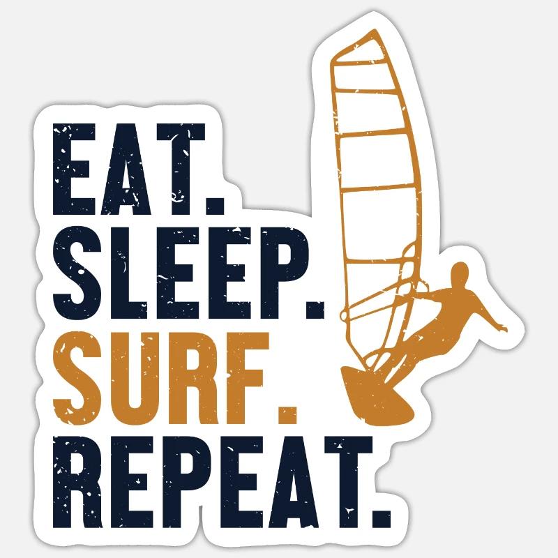 Manger Dormir Surfer Répéter Planche À Voile Sticker taille S (10 x 10 cm)