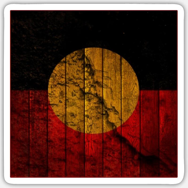 Drapeau aborigène - Sticker taille S (10 x 10 cm) - blanc mat