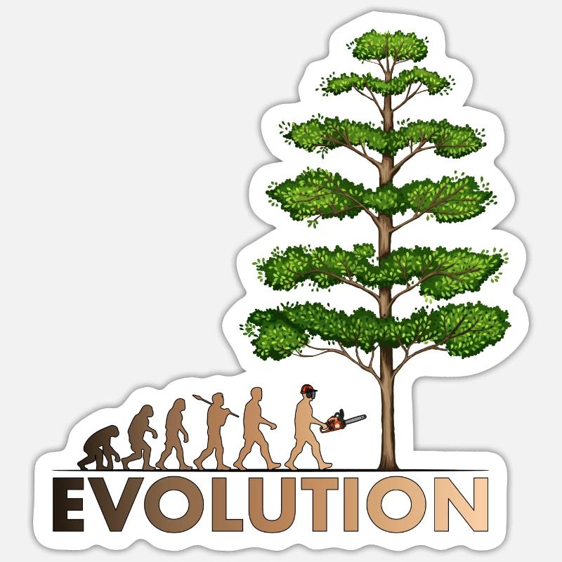 Tronçonneuse Evolution Color Big Tree - Sticker taille S (10 x 10 cm) - blanc mat