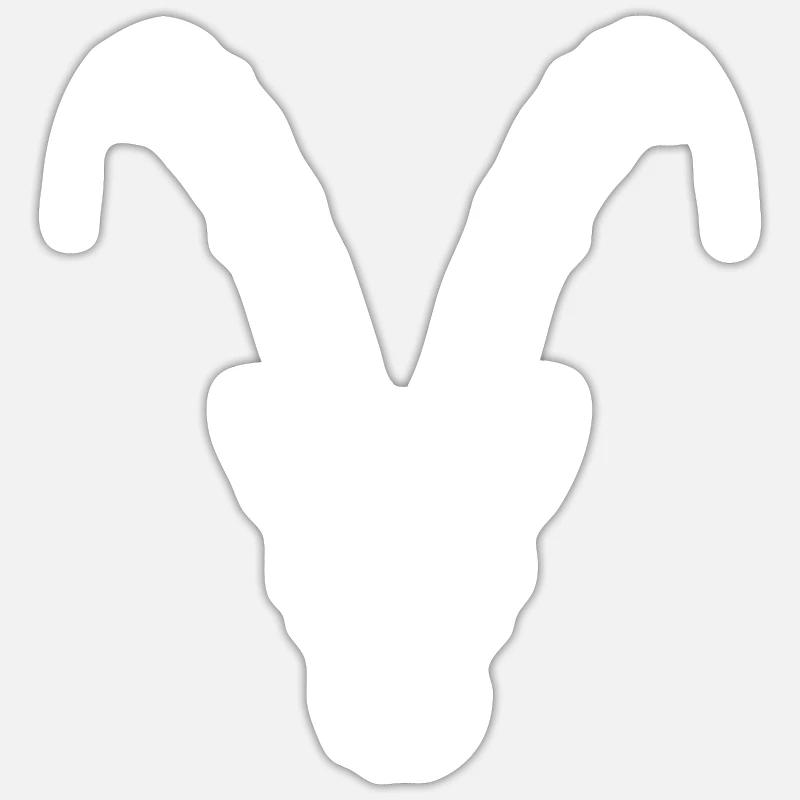 Steinbock / Widder / Ibex / Portrait - Sticker Größe S (10 x 10 cm) - Mattweiß