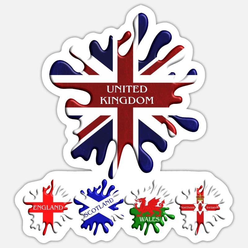 Drapeaux du Royaume-Uni - Sticker taille S (10 x 10 cm) - blanc mat