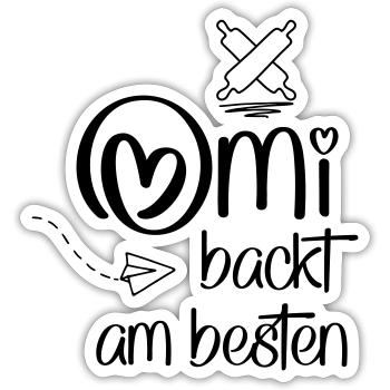 Omi backt am besten - Sticker Größe S (10 x 10 cm) - Mattweiß - Vorne