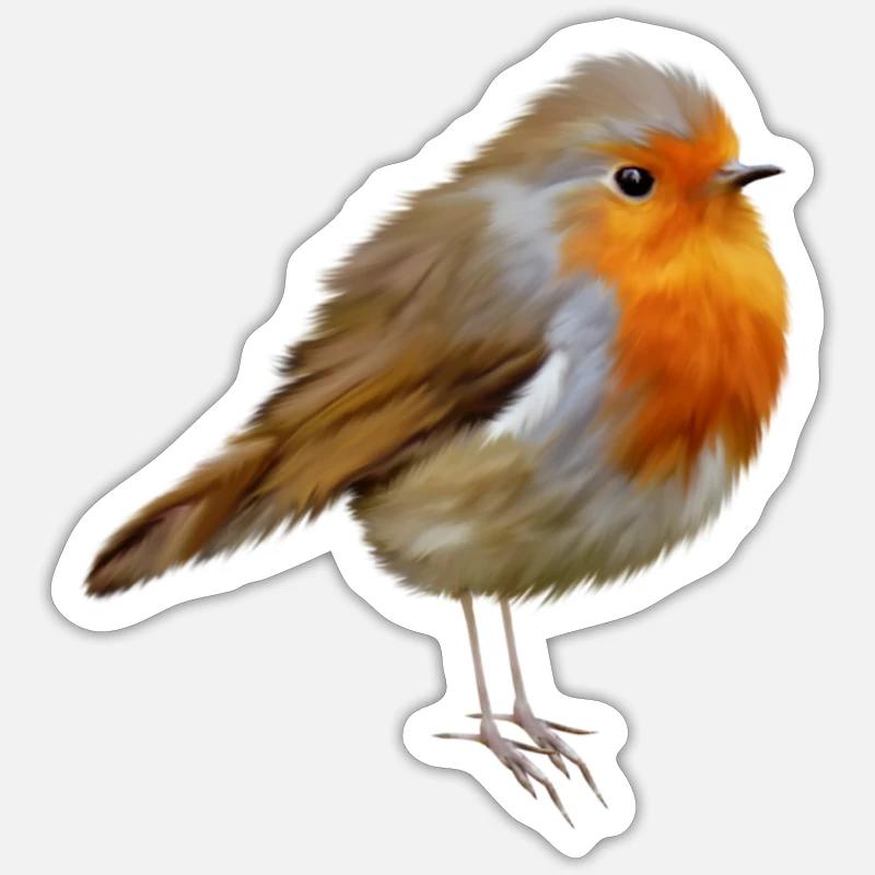 Rouge-gorge Robin - Sticker taille S (10 x 10 cm) - blanc mat