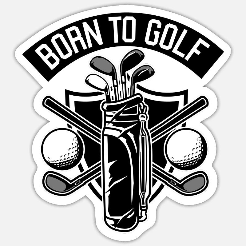 Born to golf - Sticker taille S (10 x 10 cm) - blanc mat