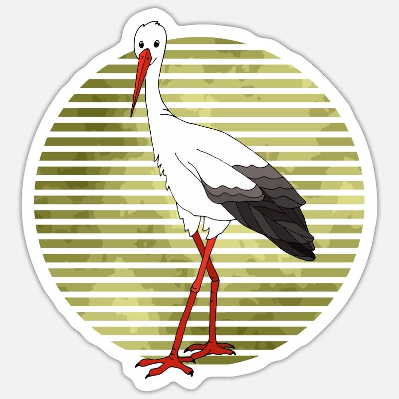 cigogne - Sticker taille S (10 x 10 cm) - blanc mat