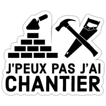 Chantier - Sticker taille S (10 x 10 cm) - blanc mat - Devant