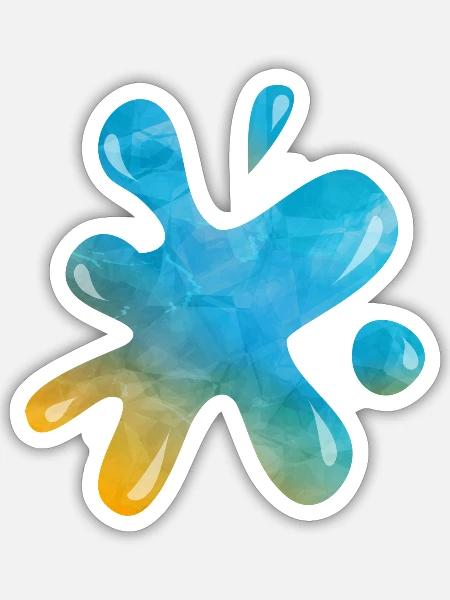 Blaue Flüssigkeit Tinte Splatter Splash - Sticker Größe S (10 x 10 cm) - Mattweiß