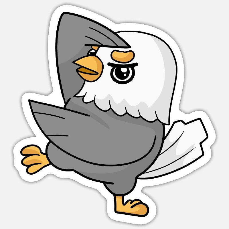 Adler tanzen Tänzer Cool - Sticker Größe S (10 x 10 cm) - Mattweiß