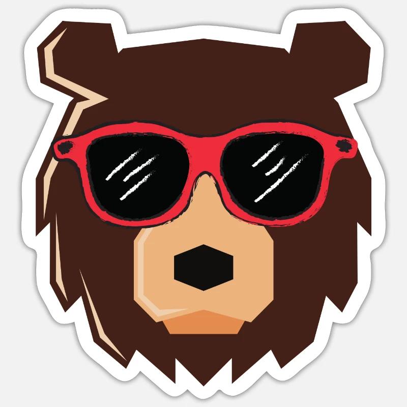 Ours cool - Sticker taille S (10 x 10 cm) - blanc mat