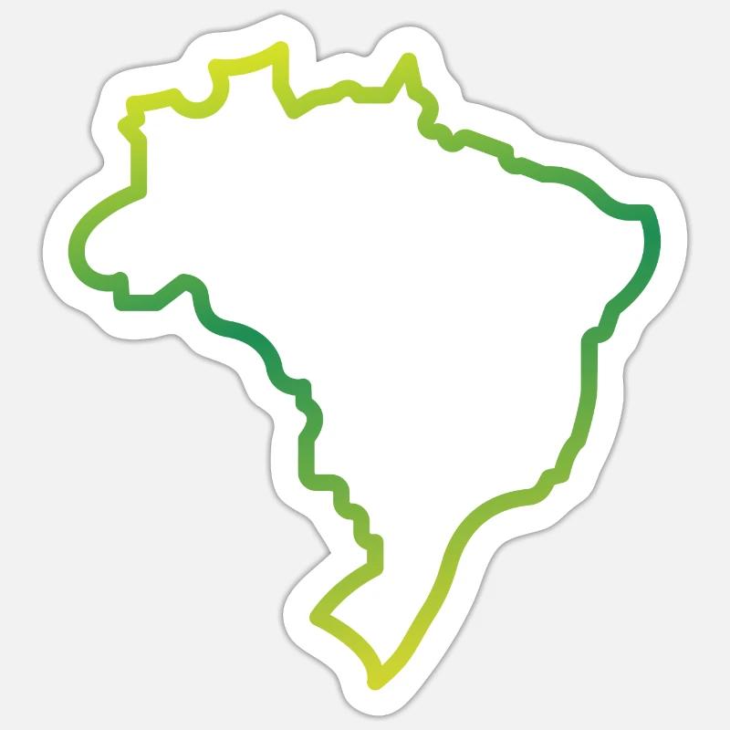 Brasil Map 3 - Sticker taille S (10 x 10 cm) - blanc mat