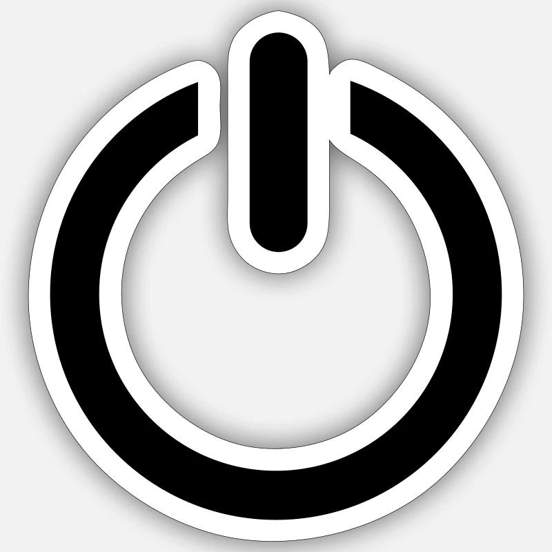power button - Sticker taille S (10 x 10 cm) - blanc mat