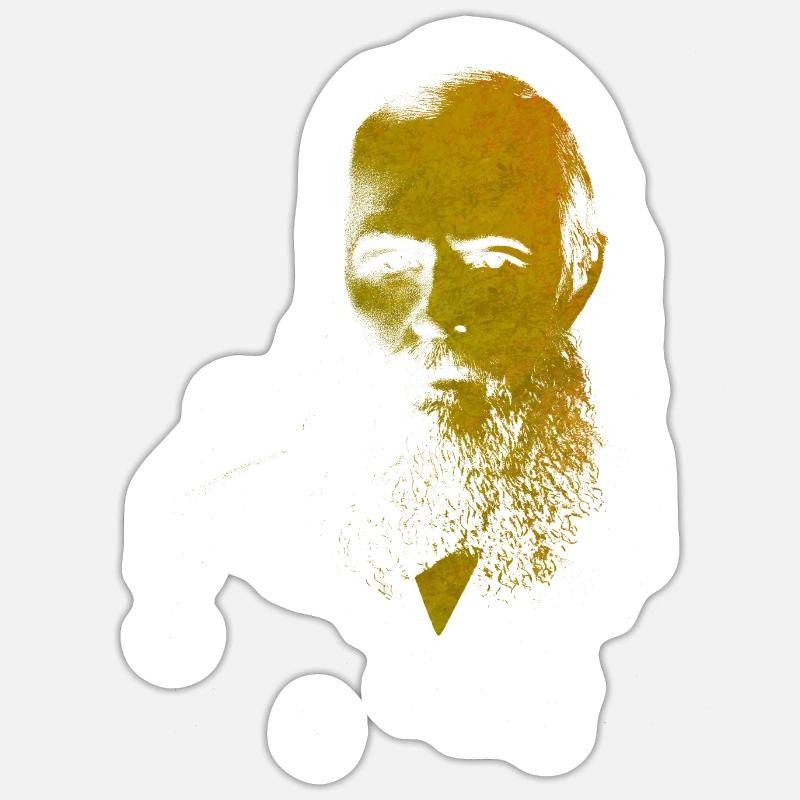 Fiodor Dostoïevski - Sticker taille S (10 x 10 cm) - blanc mat