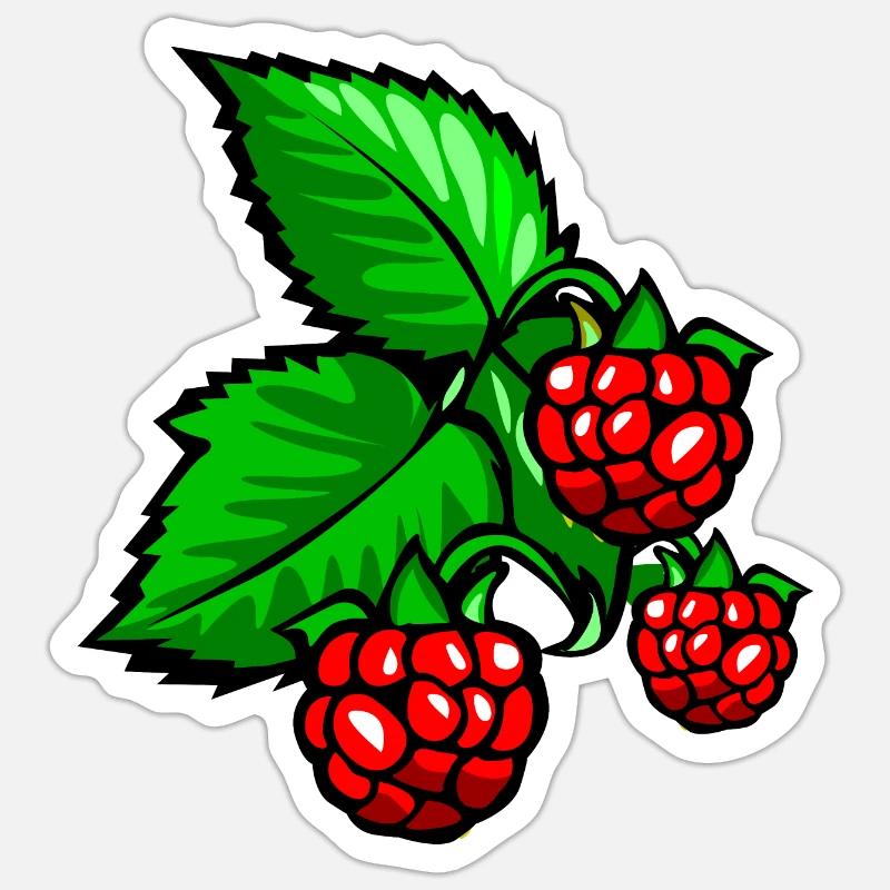 Framboises - Sticker taille S (10 x 10 cm) - blanc mat