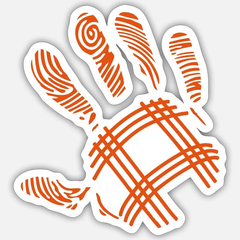 petanque empreinte main - Sticker taille S (10 x 10 cm) - blanc mat