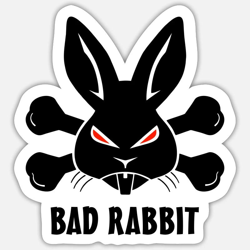 Bad Rabbit Lapin Sticker taille S (10 x 10 cm)