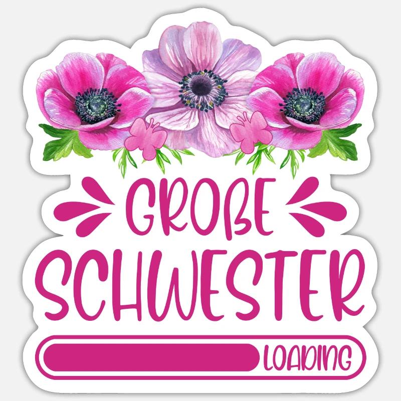 Große Schwester Loading - Sticker Größe S (10 x 10 cm) - Mattweiß