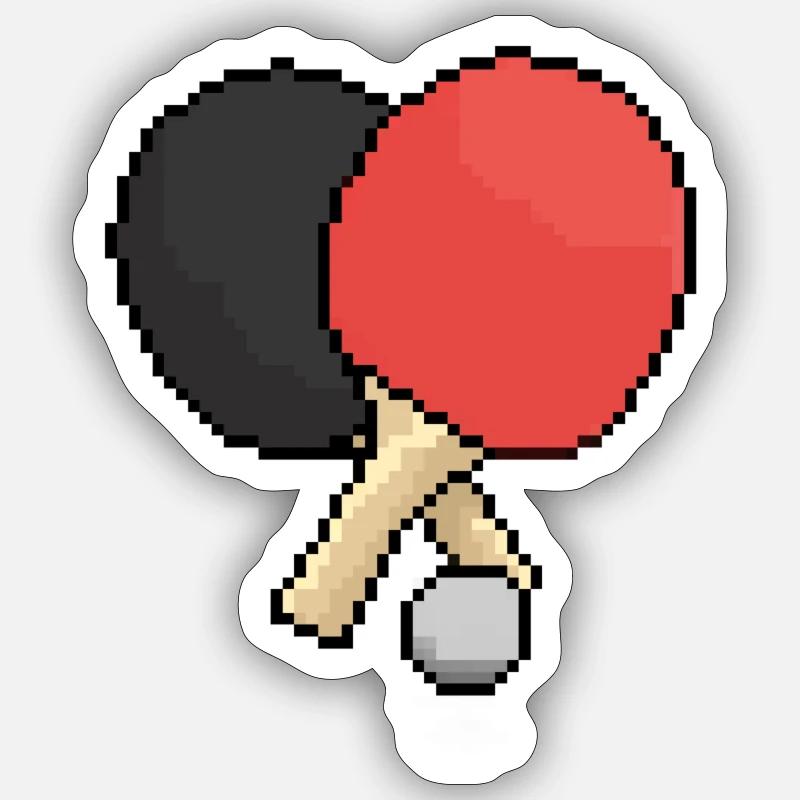 Ping-ping-congnes pixelart - Sticker taille S (10 x 10 cm) - blanc mat