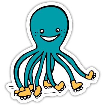 Roller skate Octopus 2 - Sticker size S (10 x 10 cm) - white matte - Front