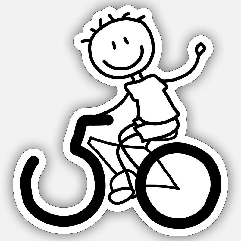 Radfahrer feiert den 50er - Sticker Größe S (10 x 10 cm) - Mattweiß