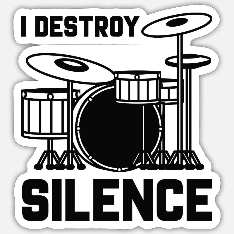 Batteur I Destroy Silence - Sticker taille S (10 x 10 cm) - blanc mat
