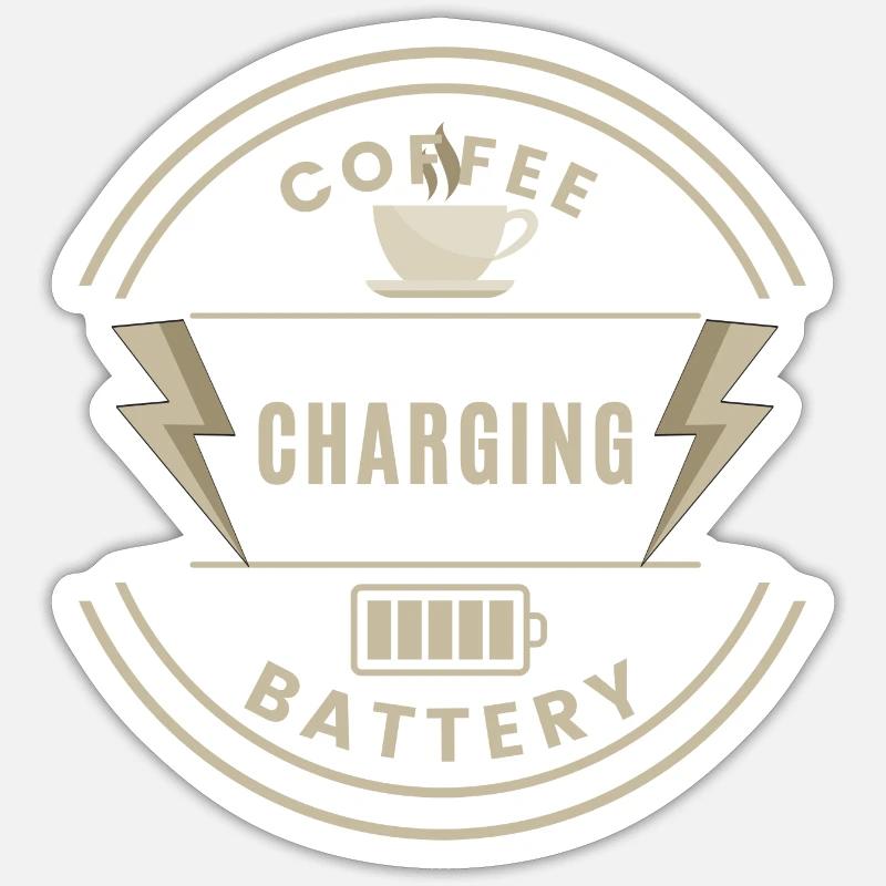 Coffee Charging Battery - Sticker Größe S (10 x 10 cm) - Mattweiß