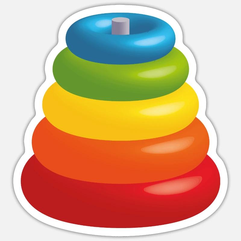 Ringpyramide Stapelturm - Sticker Größe S (10 x 10 cm) - Mattweiß