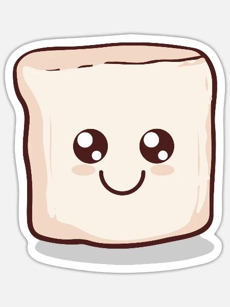Kawaii Marshmallow | S'more | Camping - Sticker Größe S (10 x 10 cm) - Mattweiß