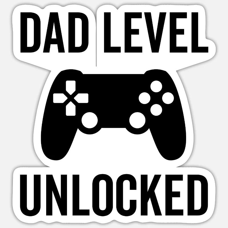 Dad Level Unlocked - Sticker size S (10 x 10 cm) - white matte