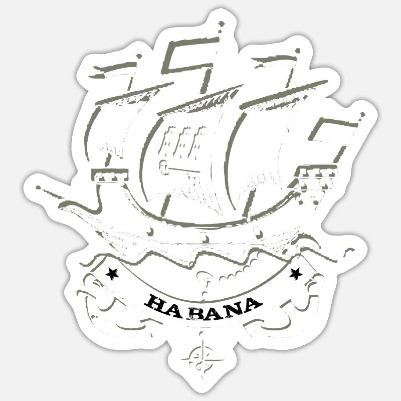 La Havane - Cuba - Sticker taille S (10 x 10 cm) - blanc mat