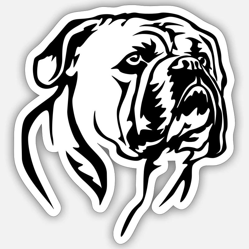 Tête de bouledogue continental - Sticker taille S (10 x 10 cm) - blanc mat
