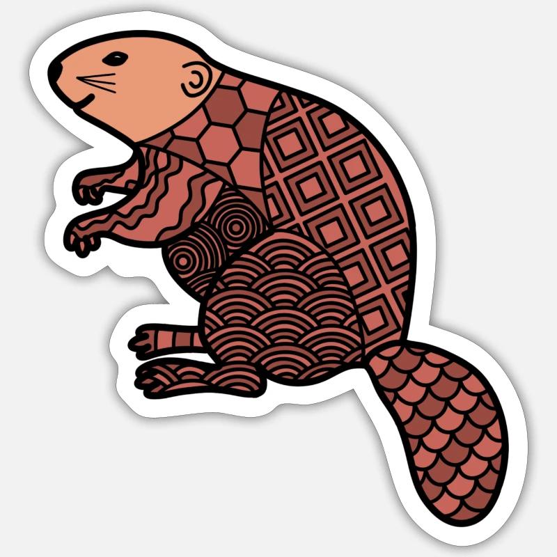 ZenDoodle « Castor » Sticker taille S (10 x 10 cm)