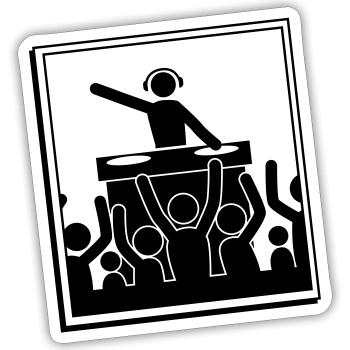 dj party - Sticker Größe S (10 x 10 cm) - Mattweiß - Vorne