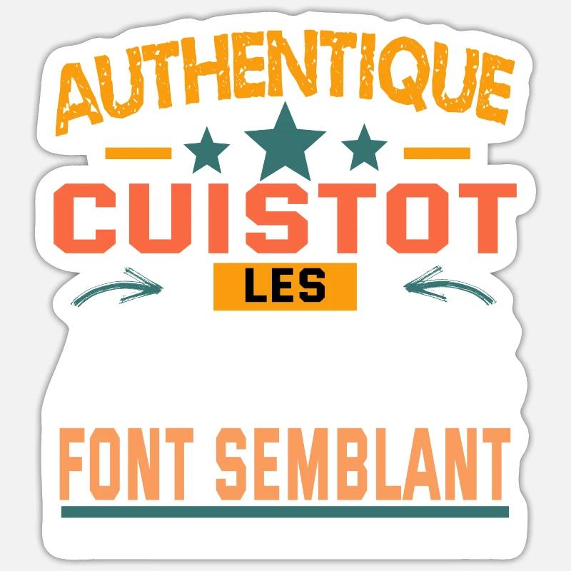 authentique cuistot - Sticker taille S (10 x 10 cm) - blanc mat