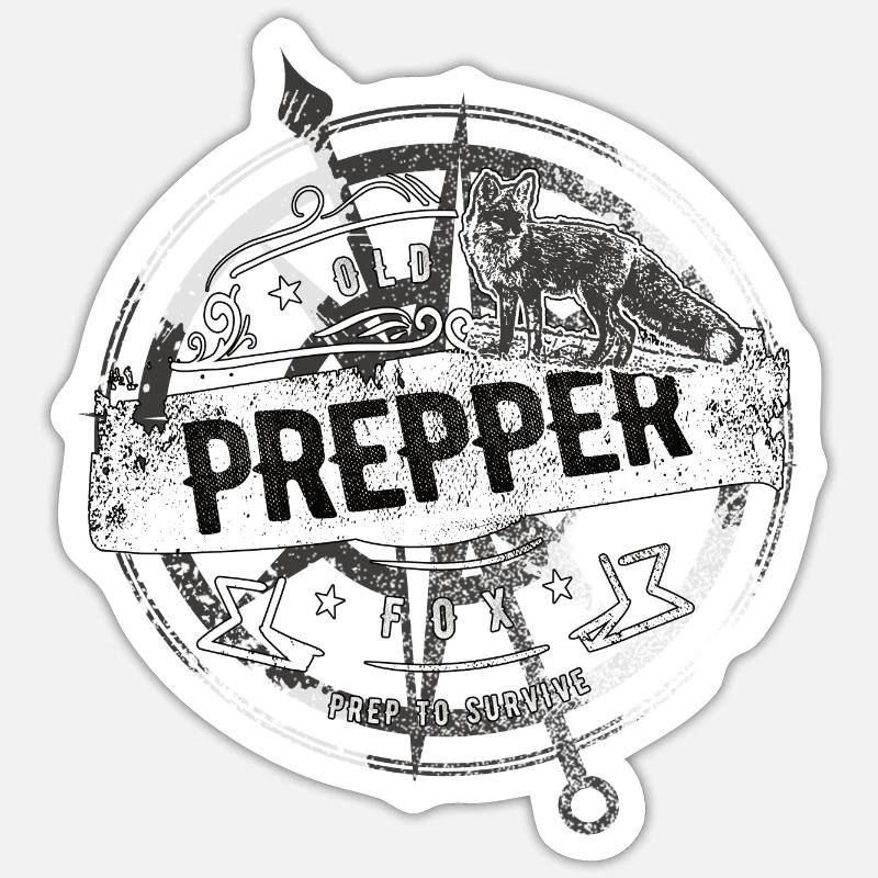 Old Prepper Fox Vorbereitung Ist Alles Geschenk Sticker Größe S (10 x 10 cm)