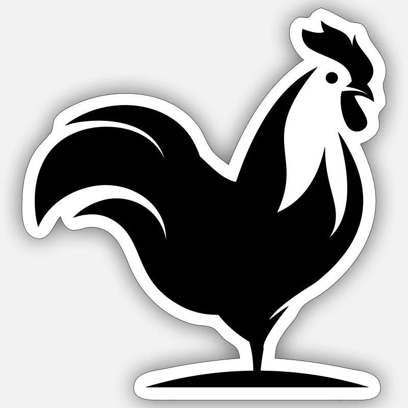 Silhouette d’animal coq - Sticker taille S (10 x 10 cm) - blanc mat