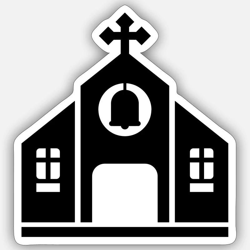 Kirche - Sticker Größe S (10 x 10 cm) - Mattweiß