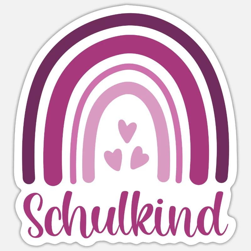 Schulkind Regenbogen Schulanfang Einschulung - Sticker Größe S (10 x 10 cm) - Mattweiß