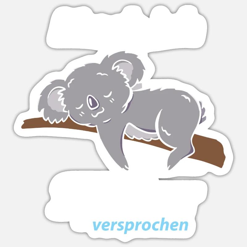 Mach ich später versprochen! Koalabär Shirt - Sticker Größe S (10 x 10 cm) - Mattweiß