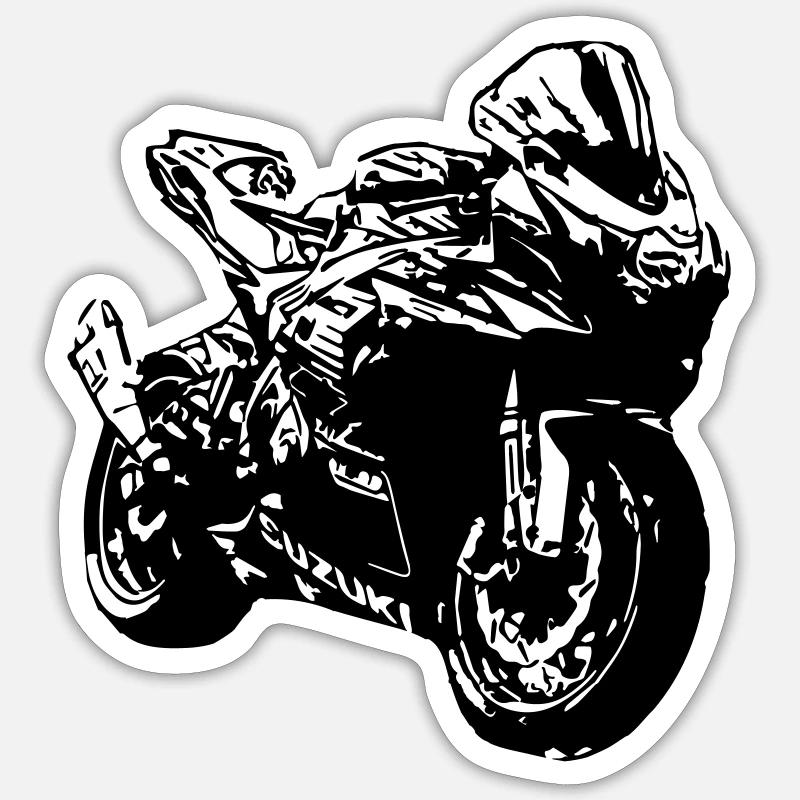 moto de course - Sticker taille S (10 x 10 cm) - blanc mat