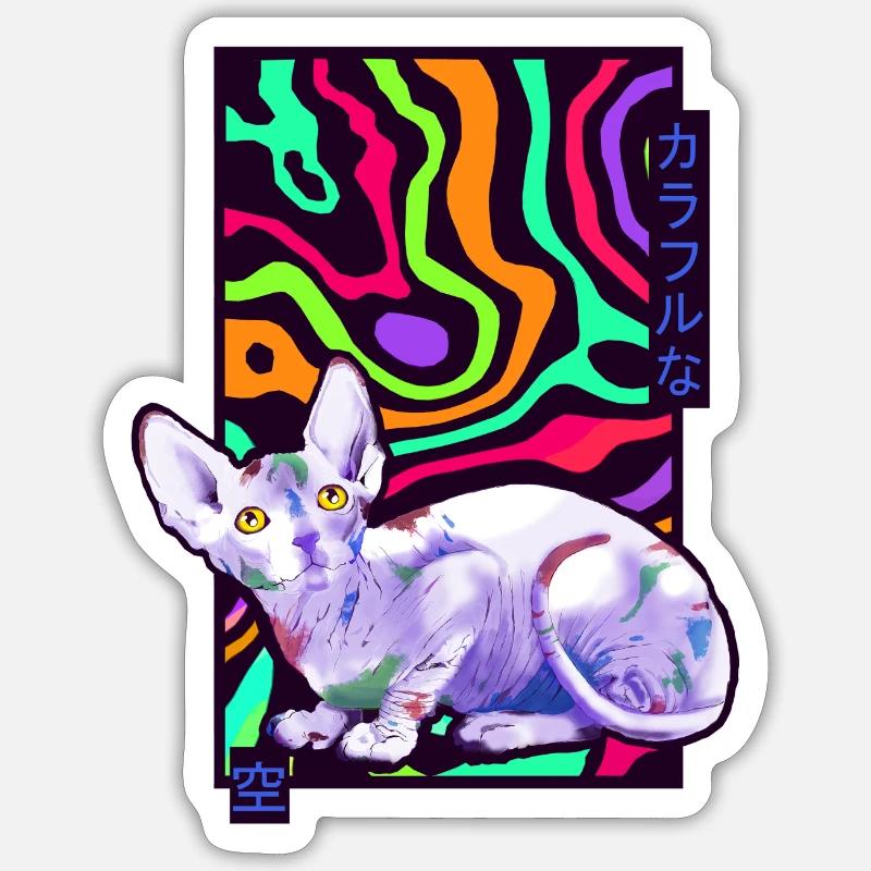 Sphynx Colours Cat - Sticker size S (10 x 10 cm) - white matte