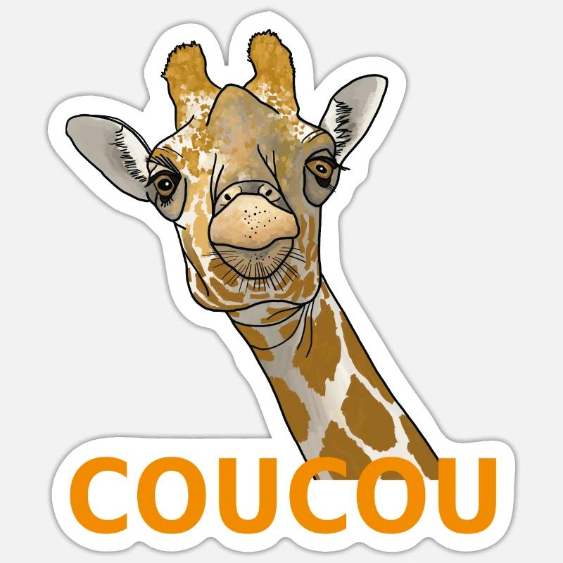 Giraffe Coucou - Sticker size S (10 x 10 cm) - white matte