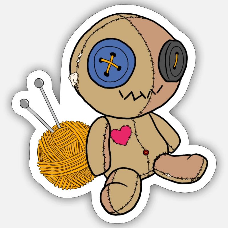 Bambola Voodoo - Sticker formato S (10 x 10 cm) - bianco opaco