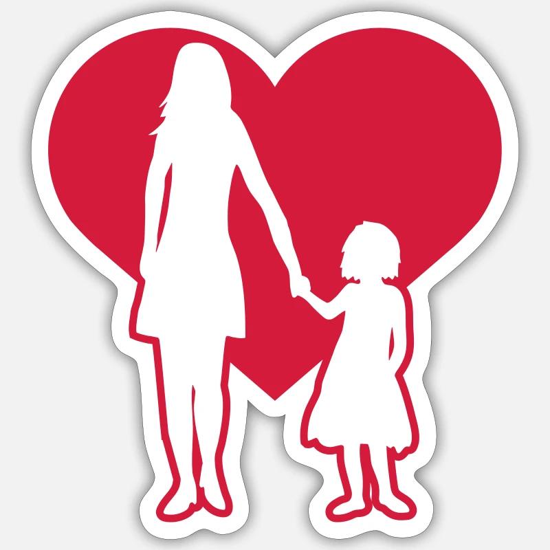 Geschenkidee Mama Tochter - Sticker Größe S (10 x 10 cm) - Mattweiß