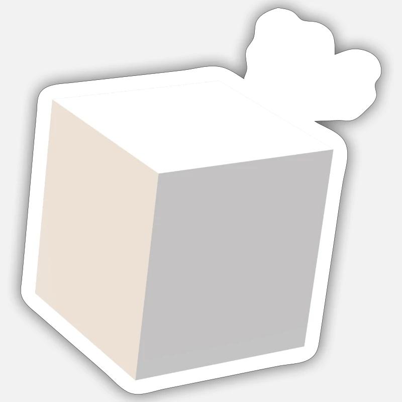 Cube 3D weiß Sticker Größe S (10 x 10 cm)